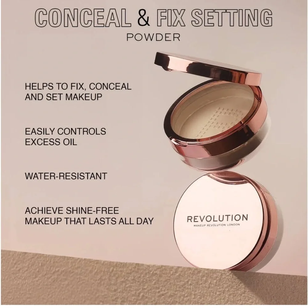 Bundle of 2 – Revolution Conceal & Fix Loose Setting Powder – Light Yellow – NEW